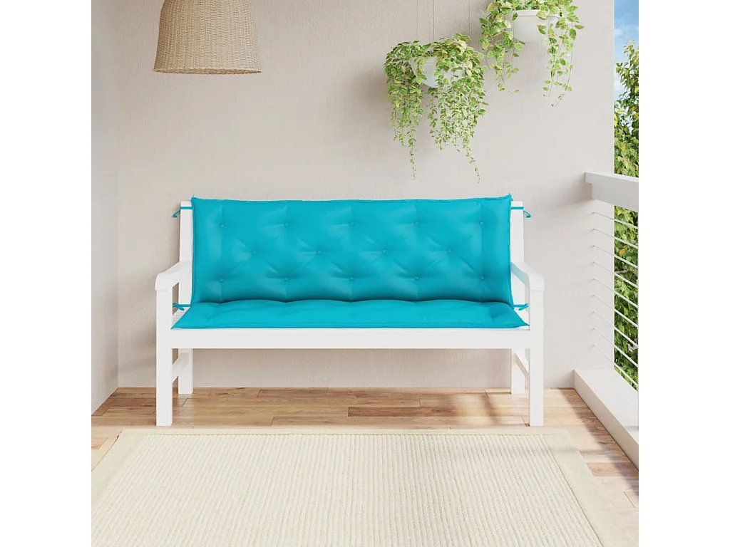 Coussins de banc de jardin lot de 2 turquoise 150x50x7 cm tissu