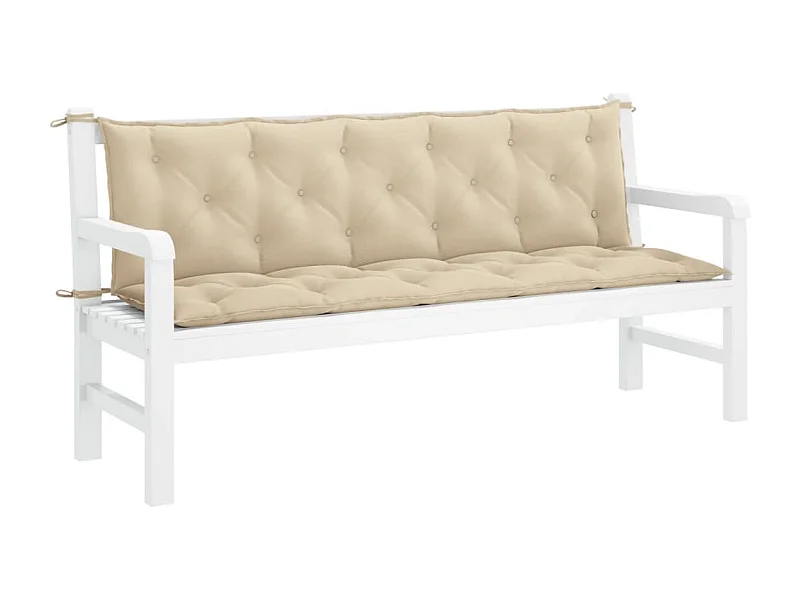 Coussins de banc de jardin 2 pièces beige 180x50x7 cm tissu Oxford