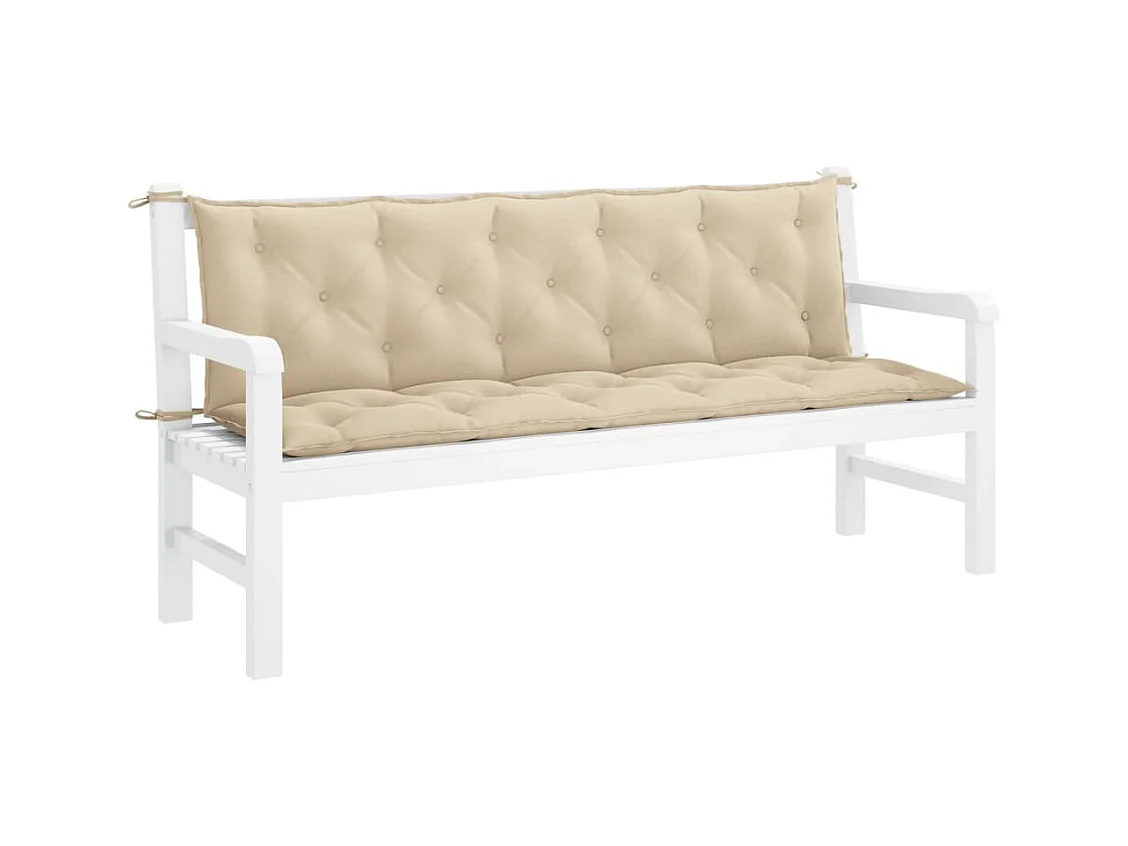 Coussins de banc de jardin 2 pièces beige 180x50x7 cm tissu Oxford