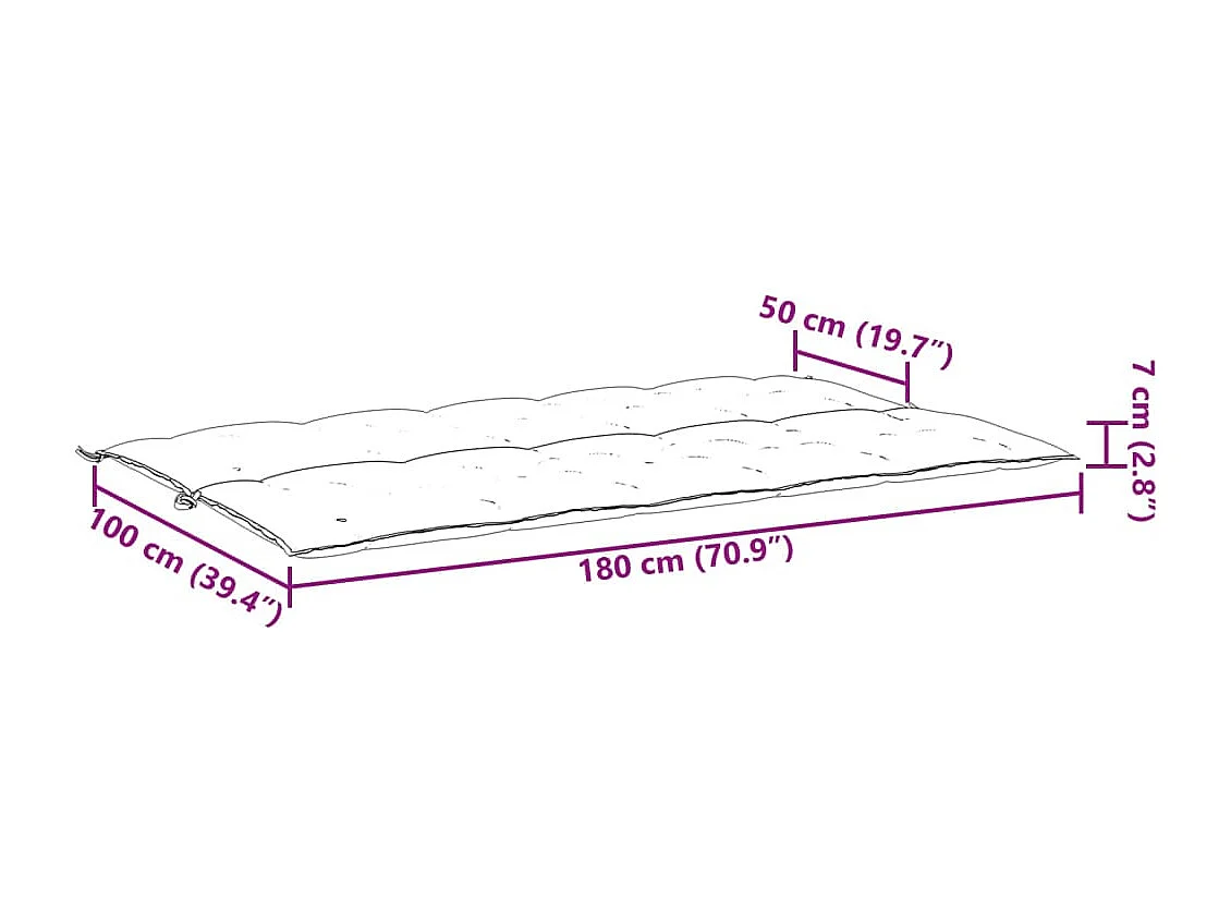 Coussins de banc de jardin 2 pièces beige 180x50x7 cm tissu Oxford