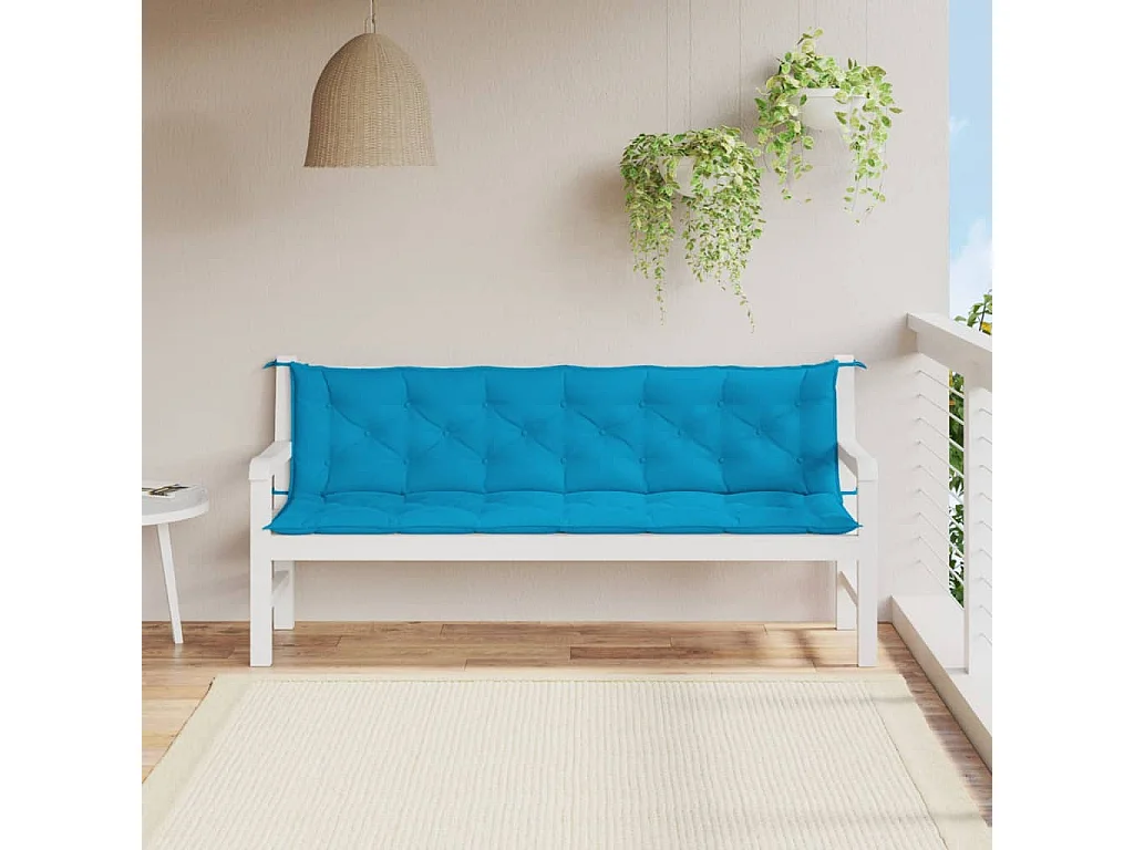 Cojines de banco de jardín 2 unidades azul claro 200x50x7 cm