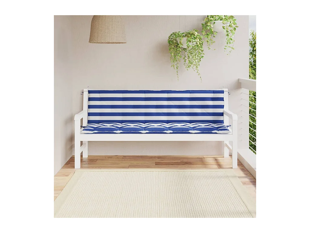 Coussins de banc de jardin 2 pièces rayures bleues/blanches