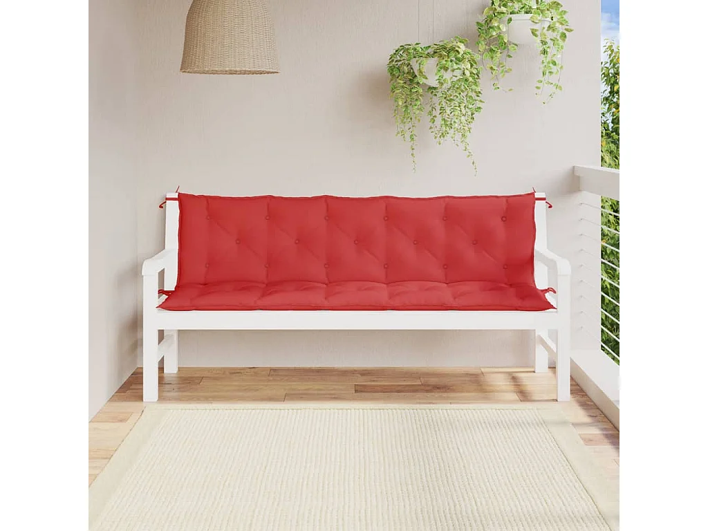 Coussins de banc de jardin 2 pièces rouge 180x50x7 cm tissu Oxford
