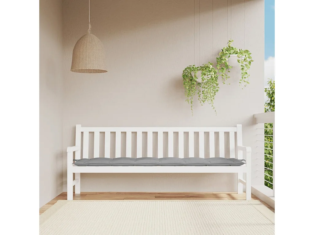 Coussin de banc de jardin gris 200x50x7 cm tissu oxford