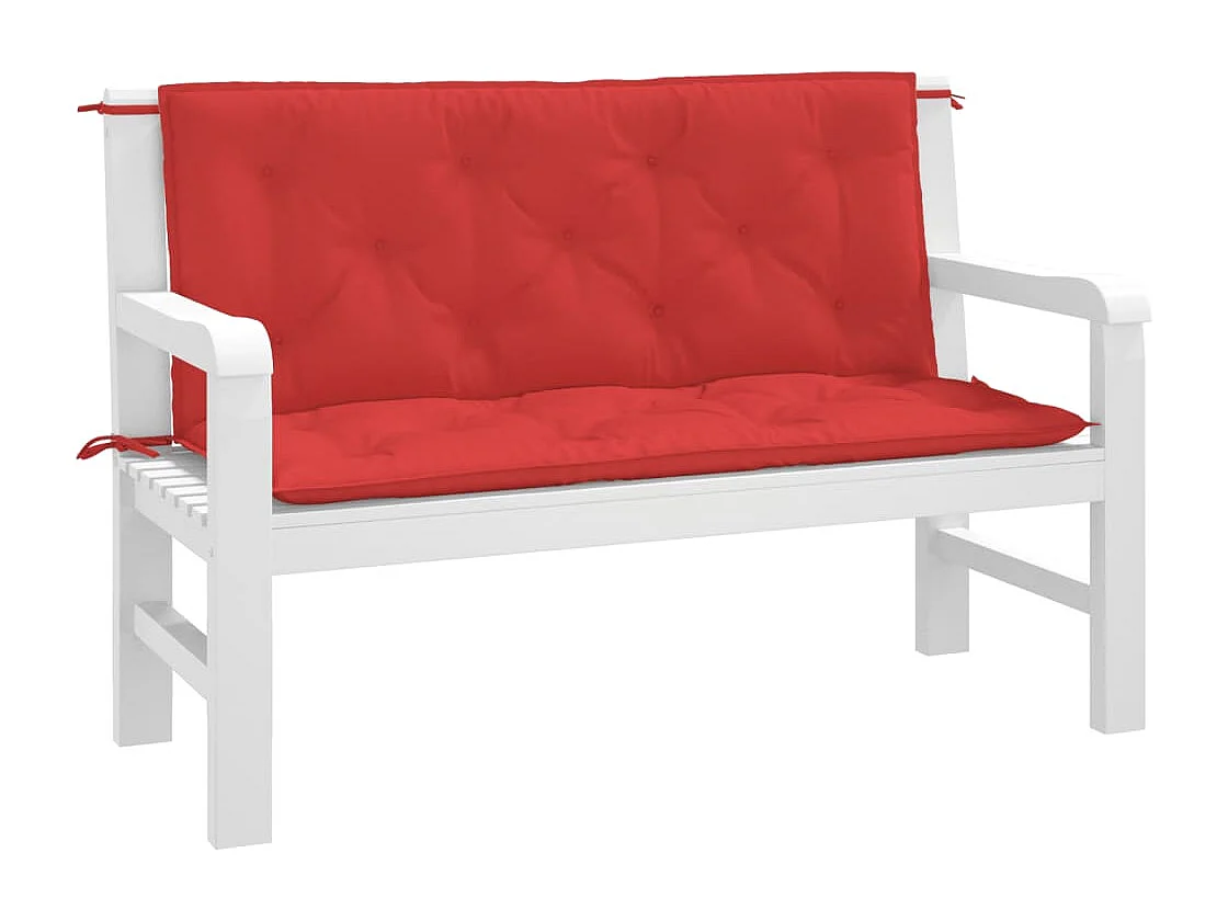 Coussins de banc de jardin 2 pièces rouge 120x50x7 cm tissu Oxford