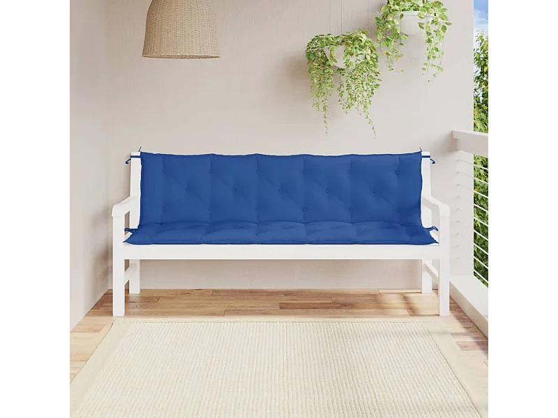 Almofadões banco jardim 2 peças 180x50x7cm tecido oxford azul