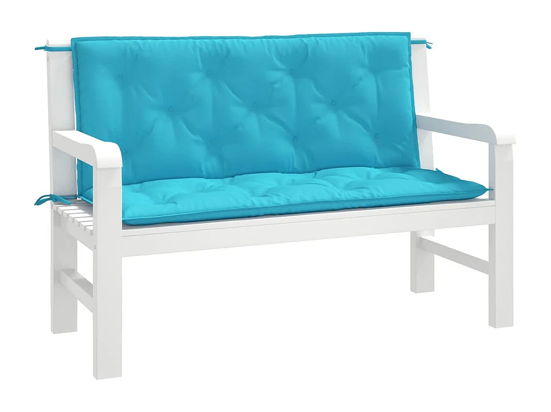 Coussins de banc de jardin lot de 2 turquoise 120x50x7 cm tissu