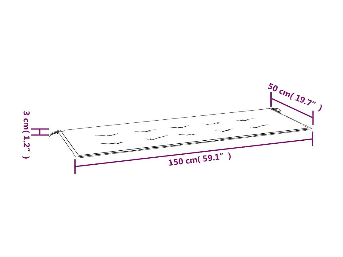 Almofadão para banco de jardim 150x50x3 cm tecido oxford turquesa
