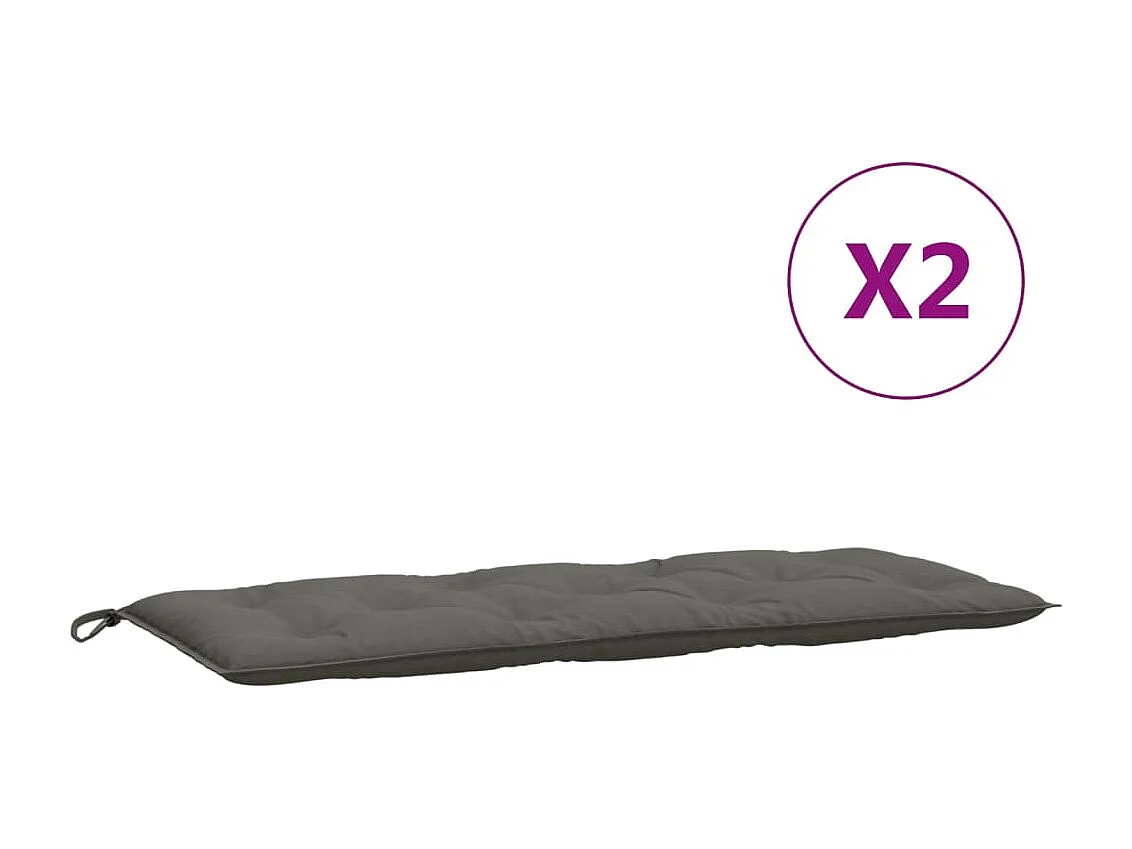 Coussins de banc de jardin lot de 2 gris foncé mélangé tissu