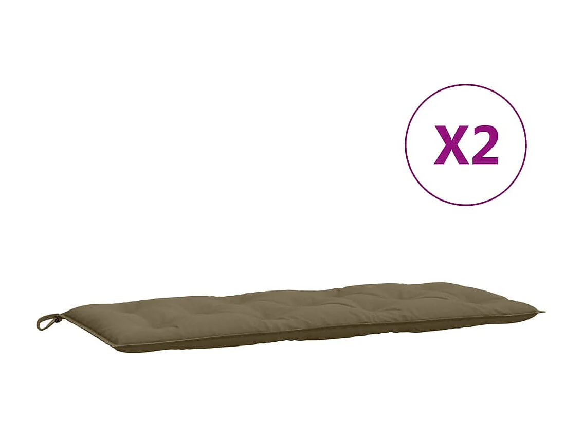 Coussins de banc de jardin lot de 2 taupe mélangé tissu
