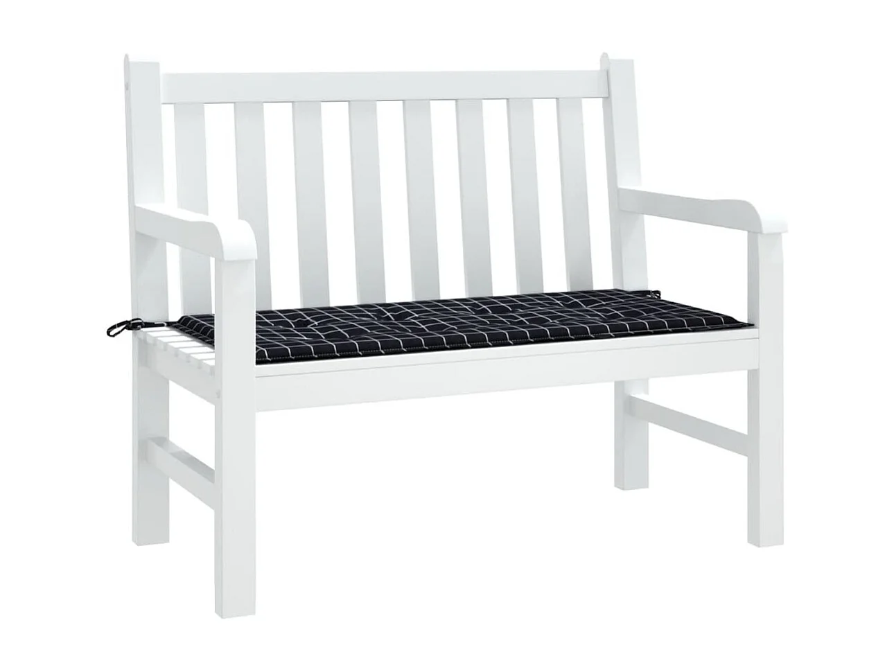 Coussin de banc de jardin carreaux noir 100x50x3cm tissu oxford