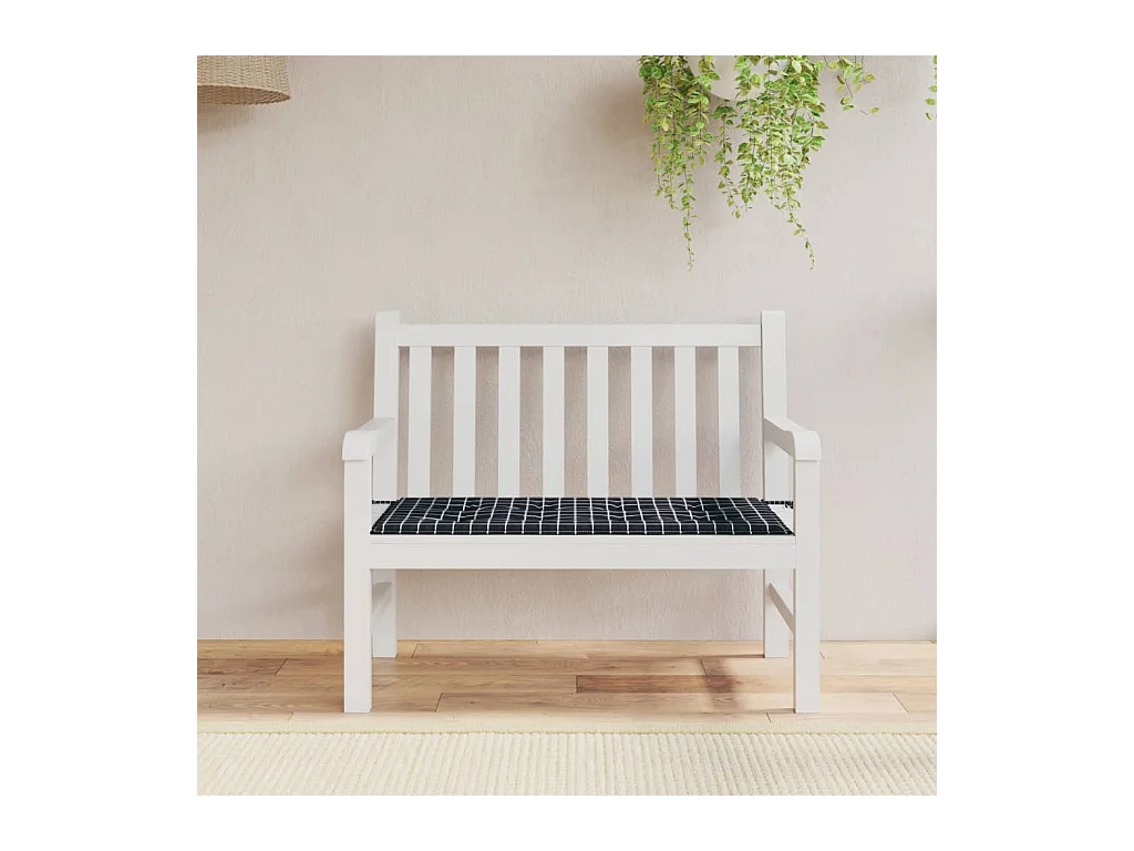 Coussin de banc de jardin carreaux noir 100x50x3cm tissu oxford