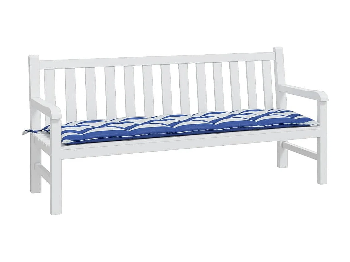 Coussin de banc de jardin rayures bleues et blanches 180x50x7cm