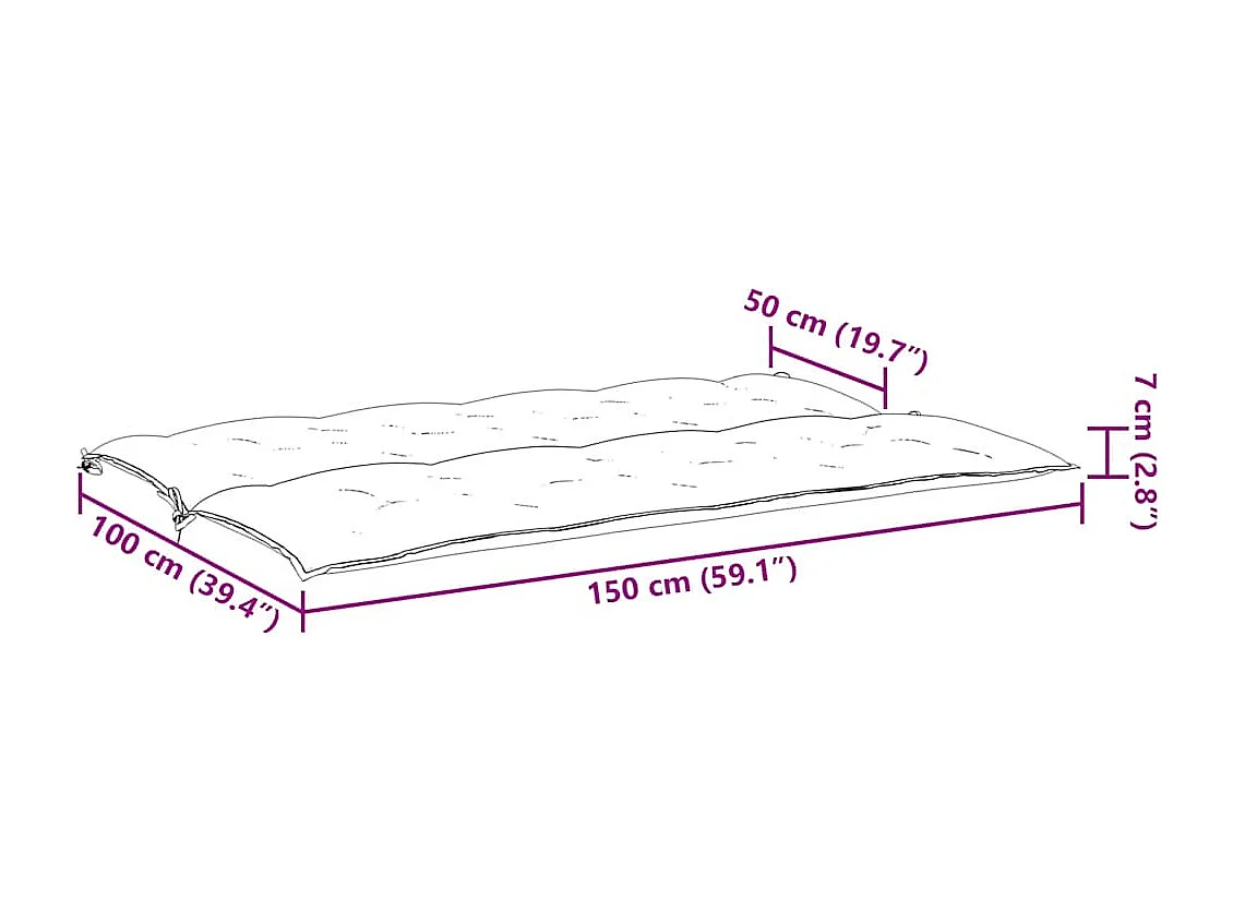Cojines de banco de jardín 2 unidades rojo tinto 150x50x7 cm
