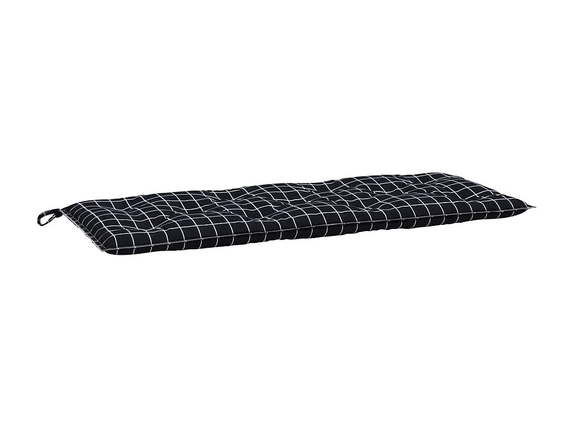 Coussin de banc de jardin carreaux noir 120x50x7 cm tissu
