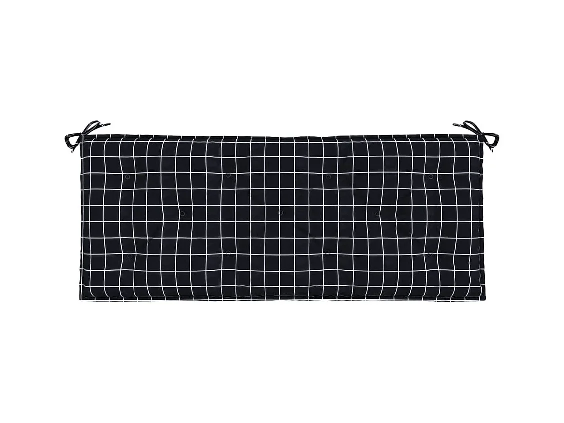Cojín para banco de jardín tela a cuadros negro 120x50x7 cm
