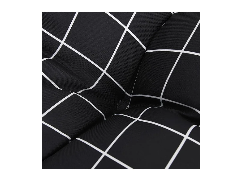 Cojín para banco de jardín tela a cuadros negro 120x50x7 cm