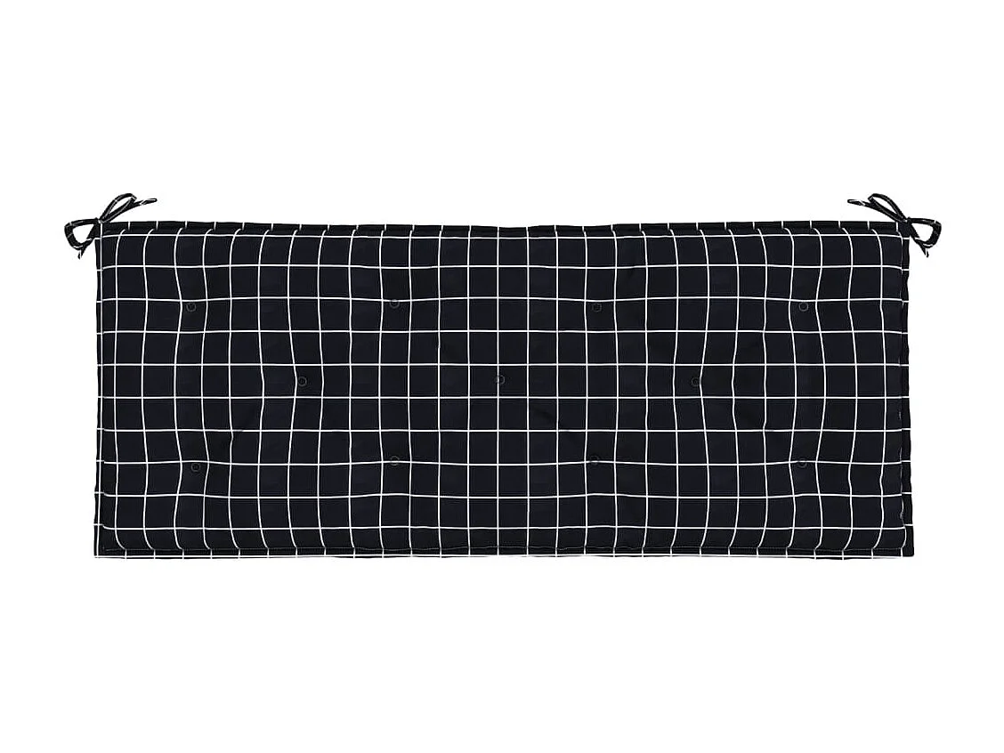 Coussin de banc de jardin carreaux noir 120x50x7 cm tissu