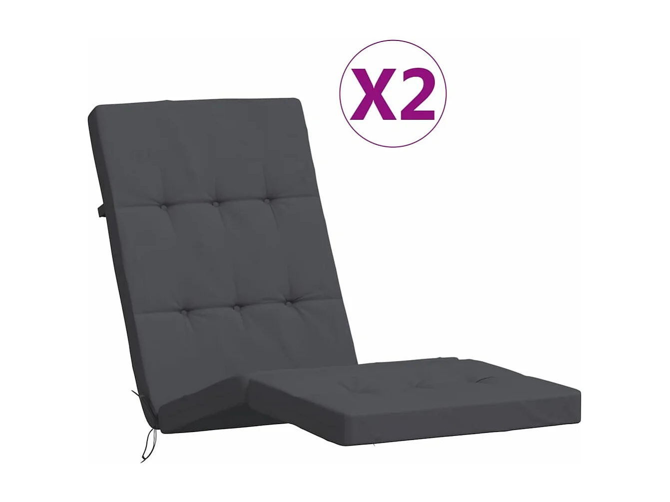Coussins de chaise longue lot de 2 anthracite tissu oxford