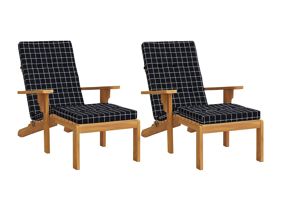 Terrasstoelkussens 2 st ruitpatroon oxford stof zwart