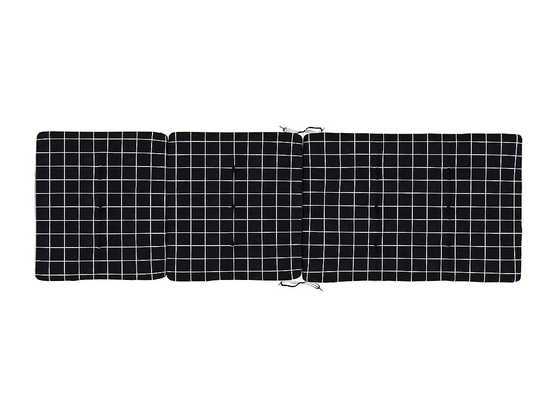 Coussins de chaise longue lot de 2 noir motif à carreaux