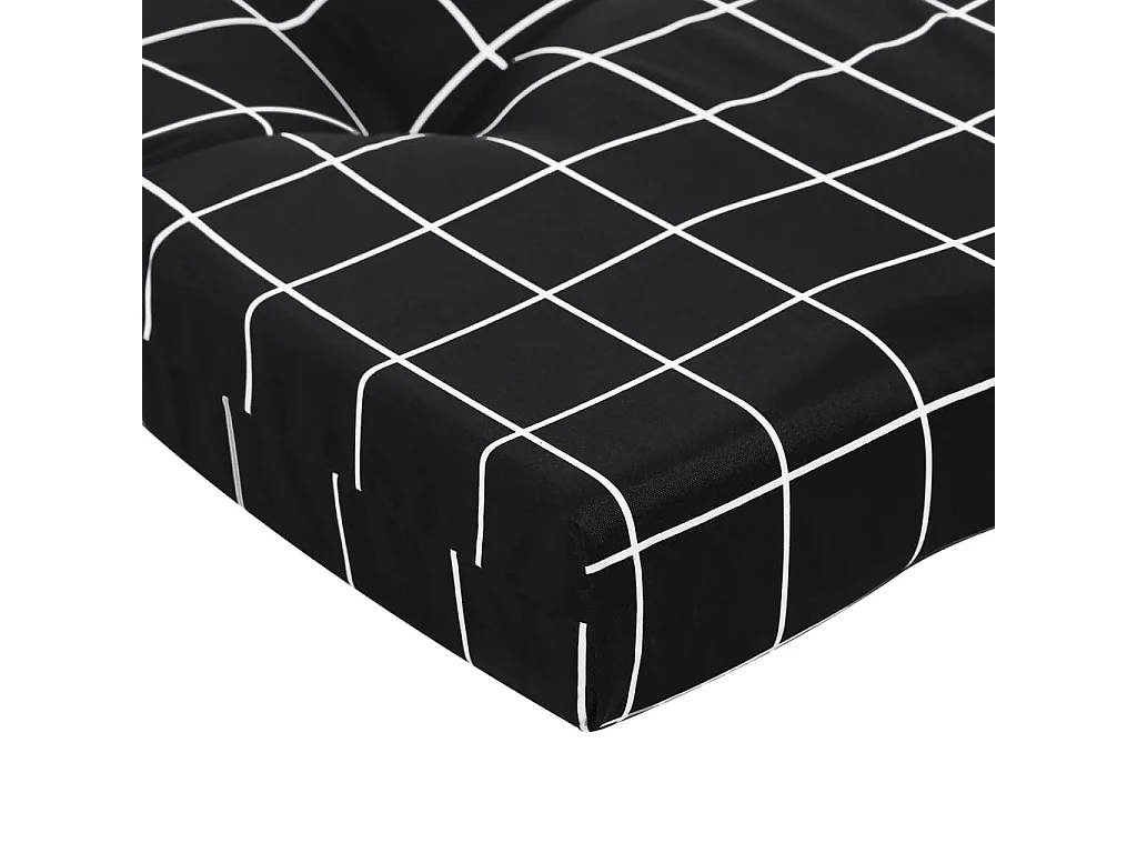 Coussins de chaise longue lot de 2 noir motif à carreaux