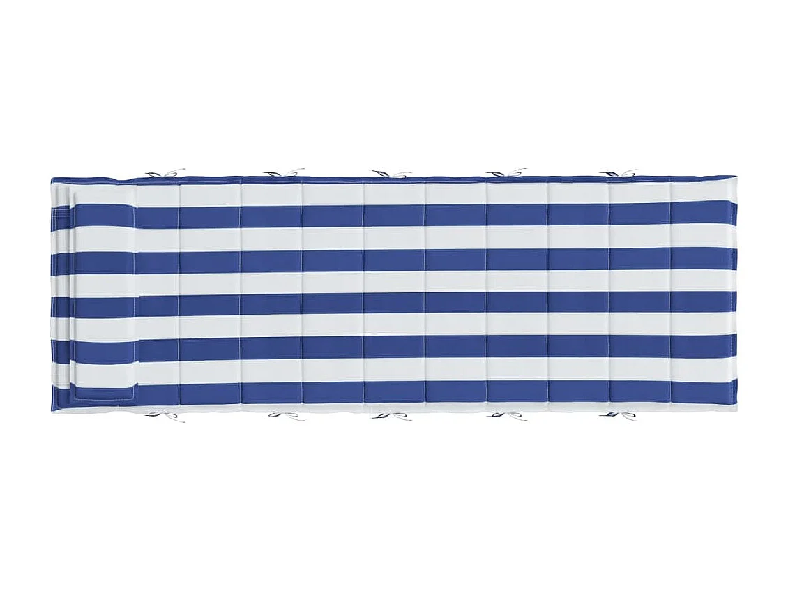 Coussin de chaise longue rayures bleues/blanches 180x60x3 cm
