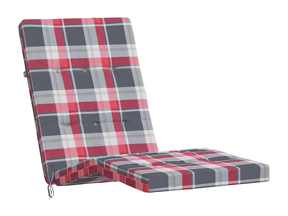 Cojines para tumbona 2 unidades tela Oxford a cuadros rojo