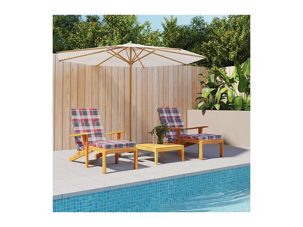 Coussins de chaise longue lot de 2 motif à carreaux rouges