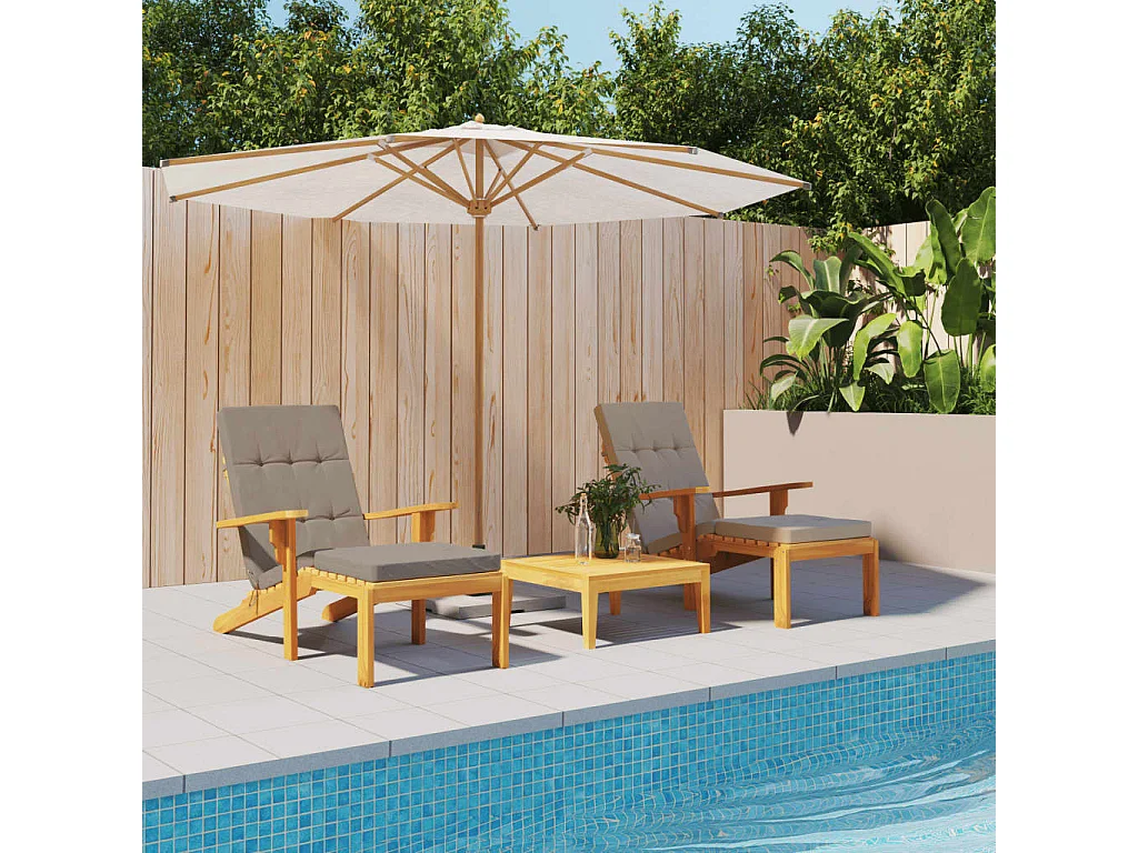 Coussins de chaise longue lot de 2 taupe tissu oxford