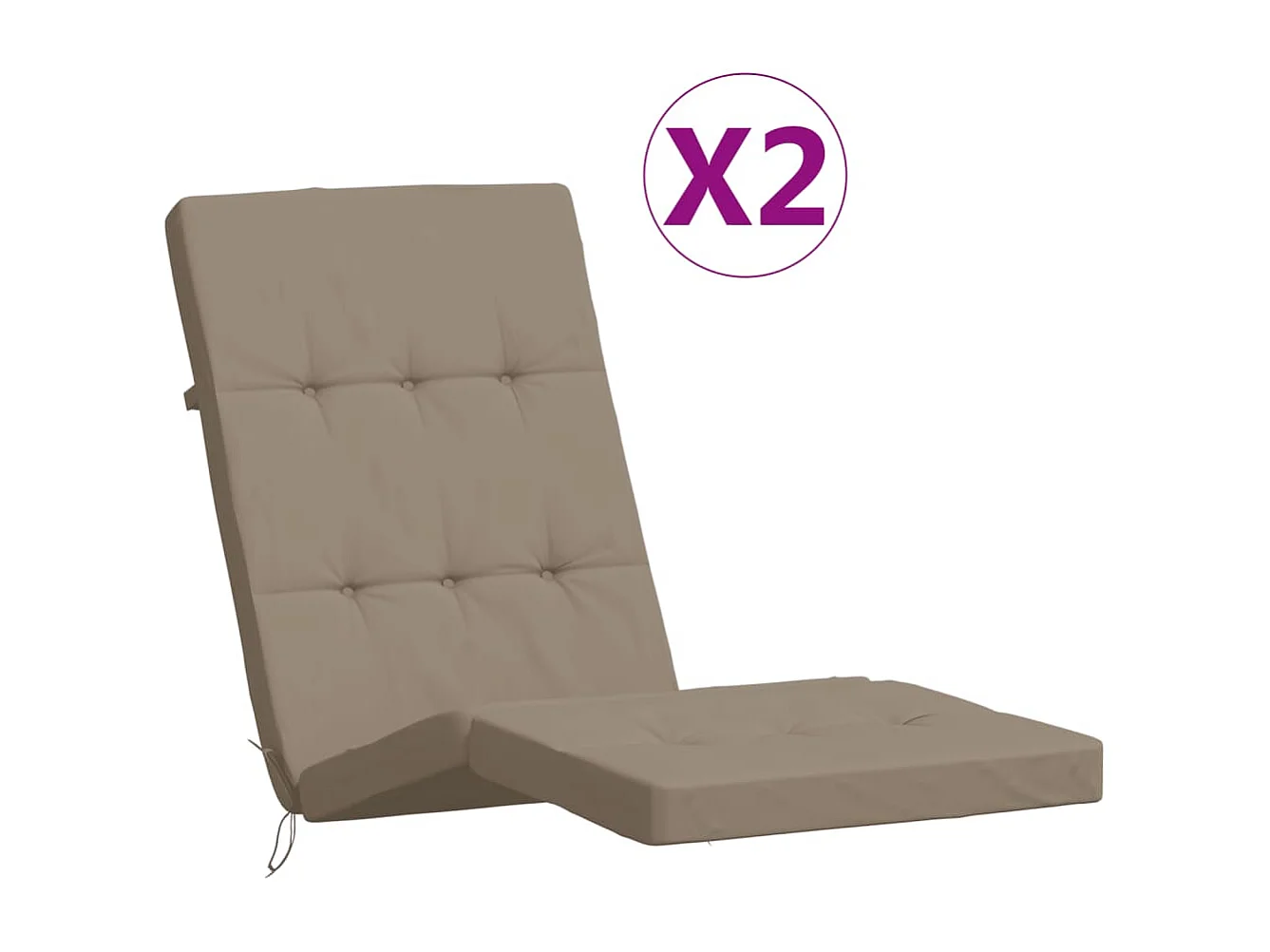 Coussins de chaise longue lot de 2 taupe tissu oxford