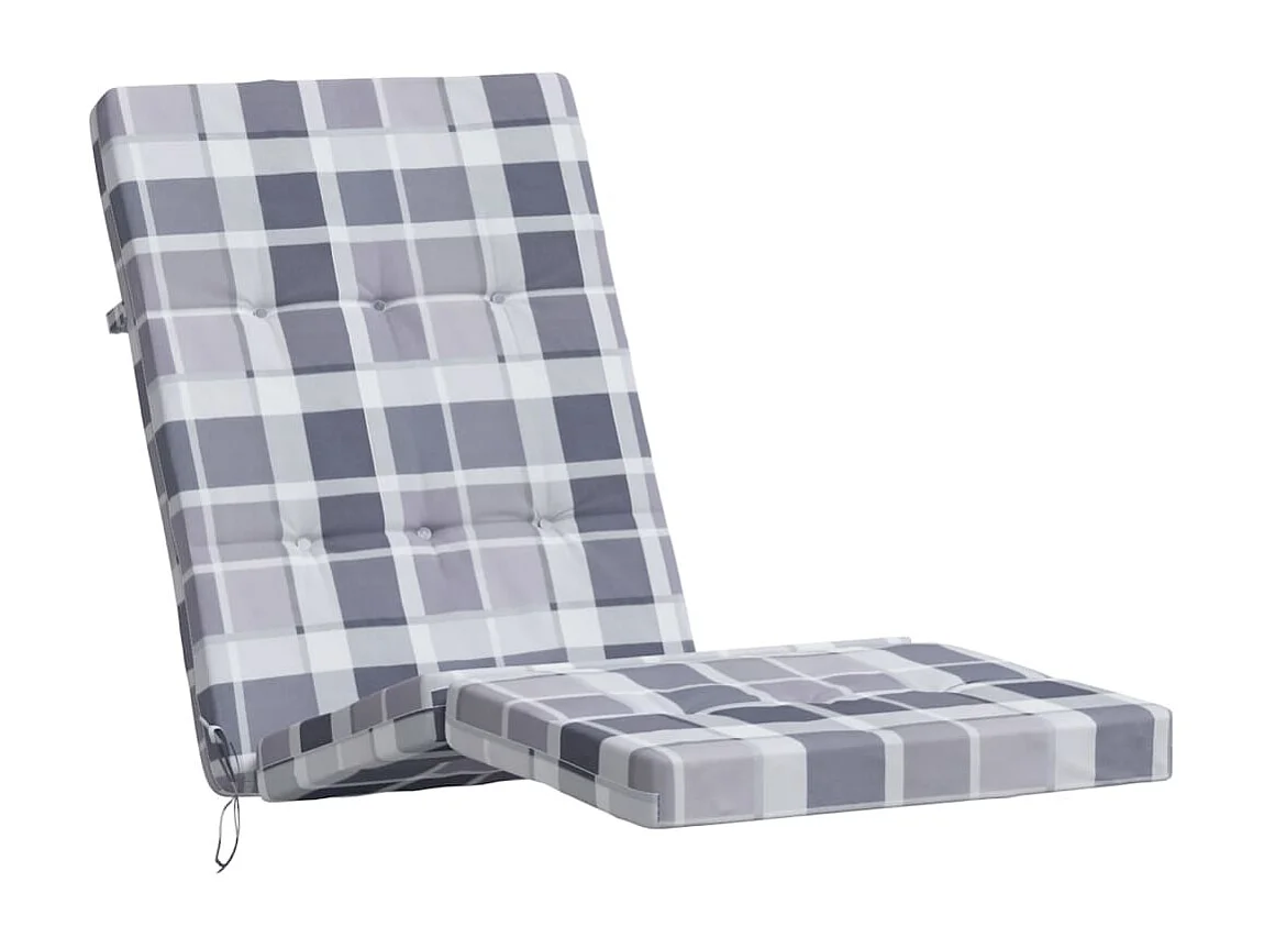 Cojines para tumbona 2 unidades tela Oxford a cuadros gris