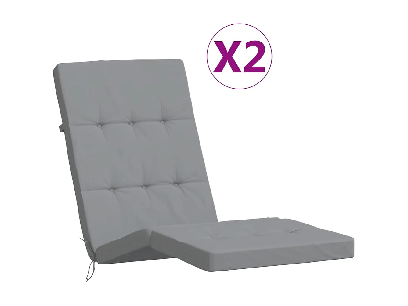 Coussins de chaise longue lot de 2 gris tissu oxford