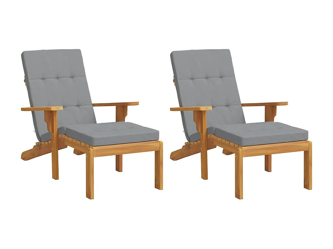 Coussins de chaise longue lot de 2 gris tissu oxford