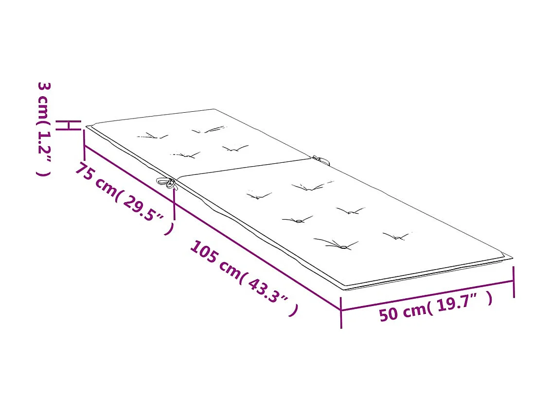 Cojín para tumbona tela Oxford a cuadros negro