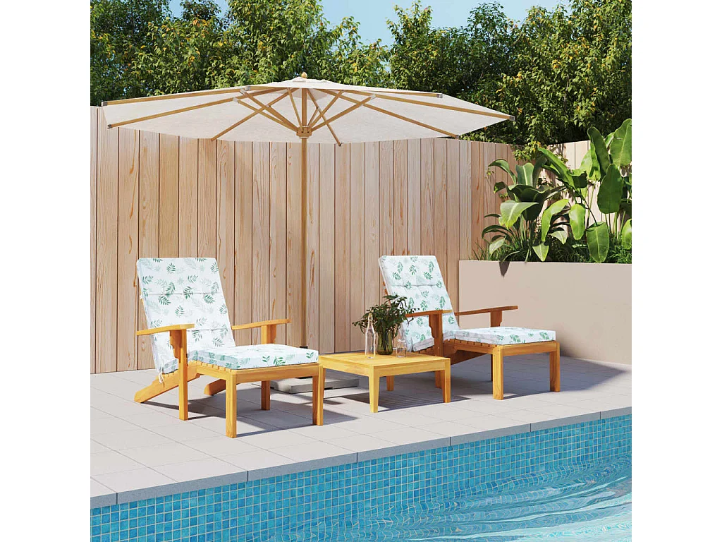 Coussins de chaise longue lot de 2 motif de feuilles