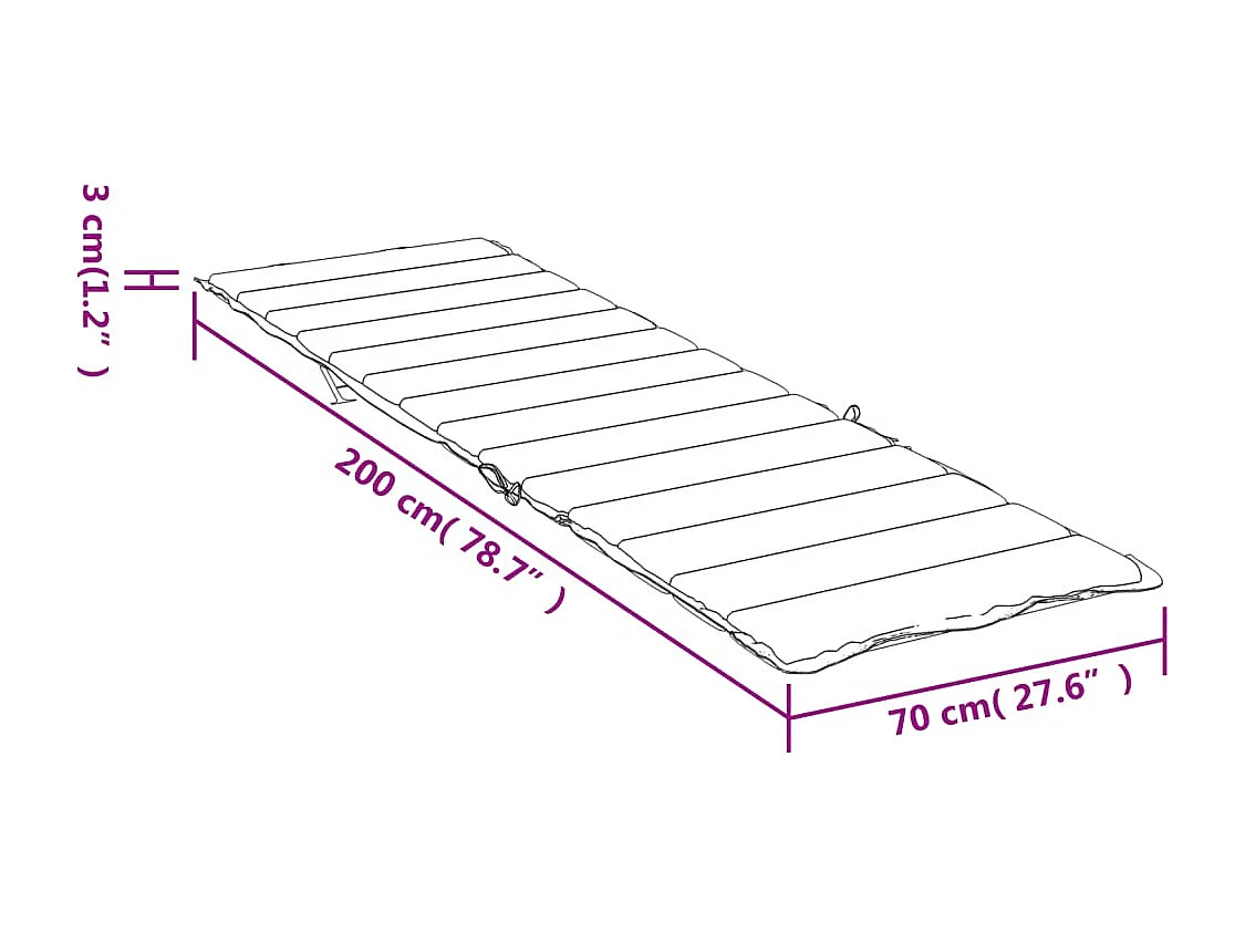 Almofadão para espreguiçadeira 200x70x3 cm tecido oxford preto
