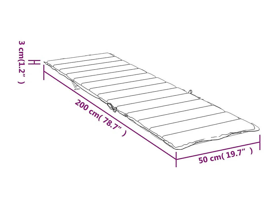 Coussin de chaise longue à carreaux rouge 200x50x3 cm