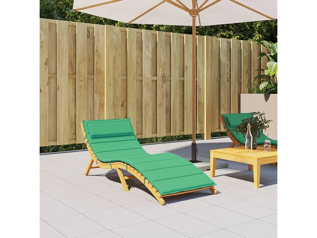 Cojín de tumbona de tela Oxford verde 180x60x3 cm