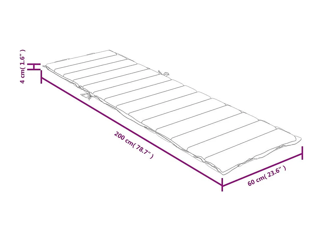 Coussin de chaise longue crème mélangé 200x60x4 cm tissu