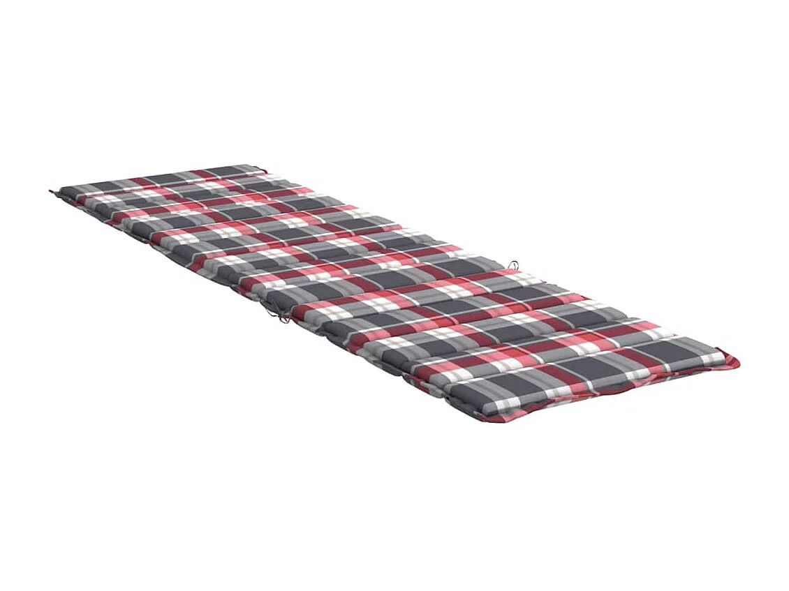 Coussin de chaise longue à carreaux rouge 200x60x3 cm