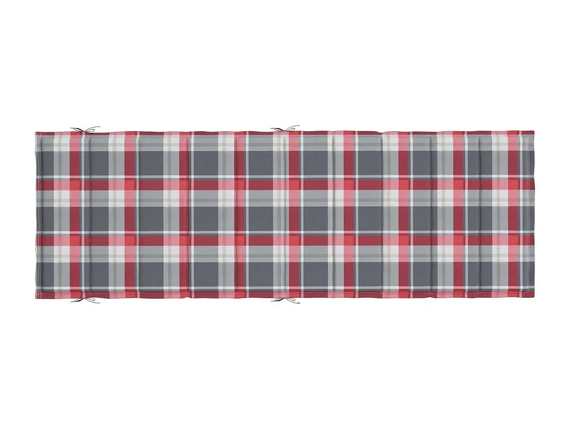 Coussin de chaise longue à carreaux rouge 186x58x3 cm