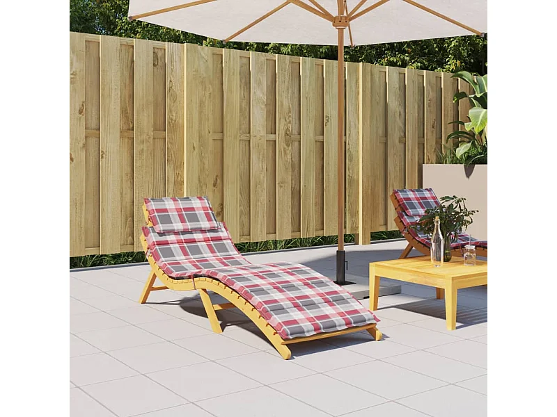 Ligbedkussen 186x58x4 cm oxford stof ruitpatroon rood