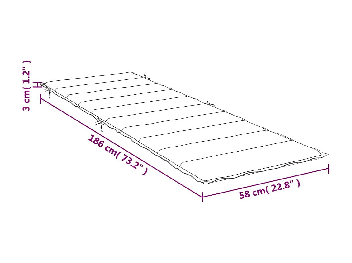 Coussin de chaise longue rouge 186x58x3 cm tissu oxford