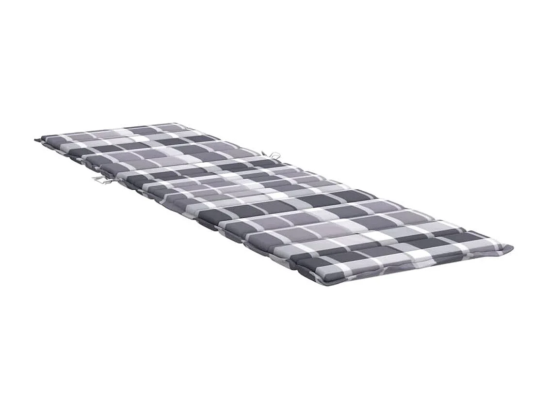 Coussin de chaise longue motif à carreaux gris 200x70x3 cm