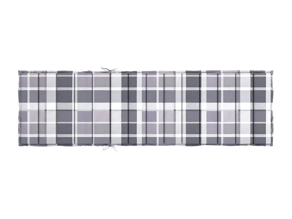 Coussin de chaise longue motif à carreaux gris 200x70x3 cm