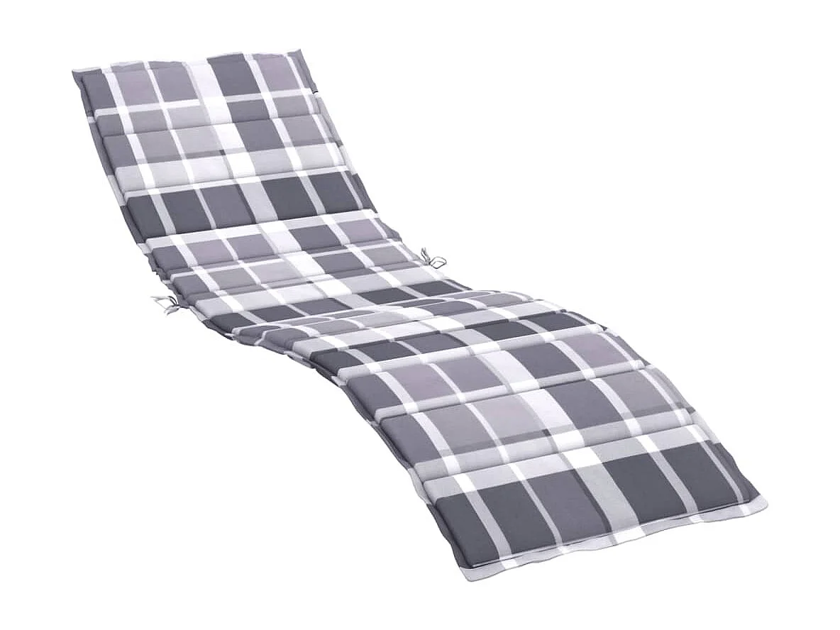 Coussin de chaise longue motif à carreaux gris 200x70x3 cm