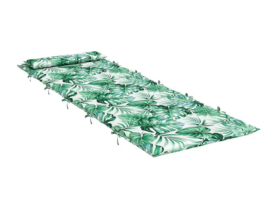 Coussin de chaise longue motif de feuilles 180x60x3 cm