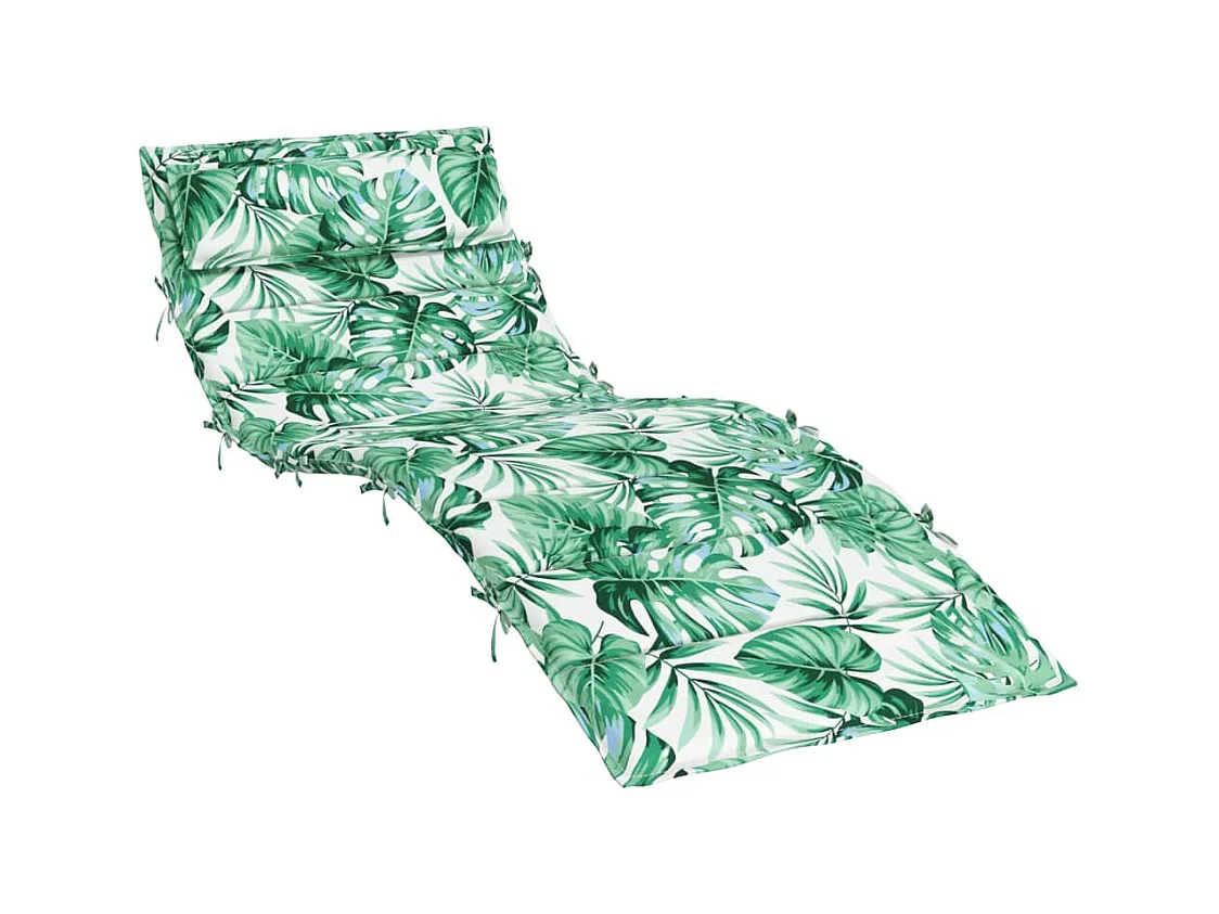Coussin de chaise longue motif de feuilles 180x60x3 cm