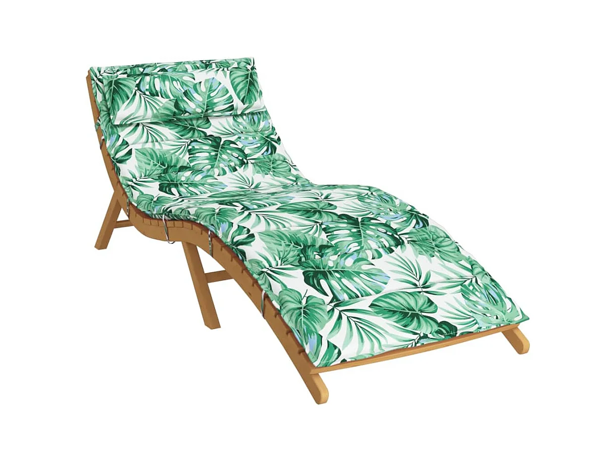 Coussin de chaise longue motif de feuilles 180x60x3 cm
